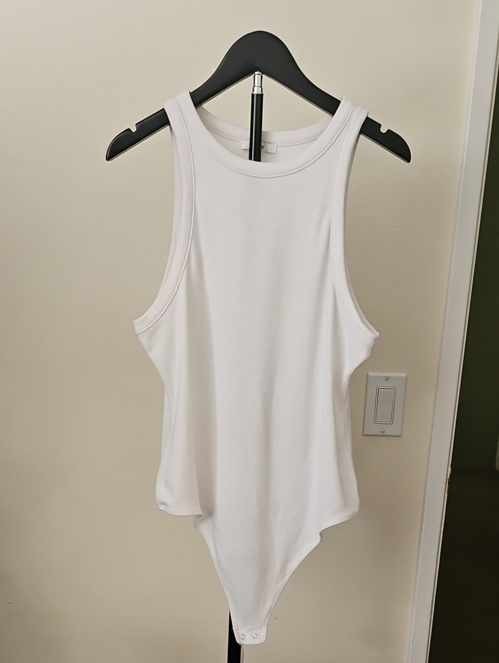 Bar III White Ribbed Tank Bodysuit